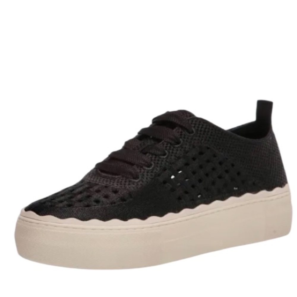 Vince Camuto Perforated Textile Woven 1” Platform Sneakers Black 8